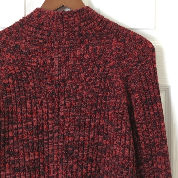 Investments 90's Vintage Marled Ribbed Knit Mock Neck Sweater Red Black Medium - Picture 9 of 9